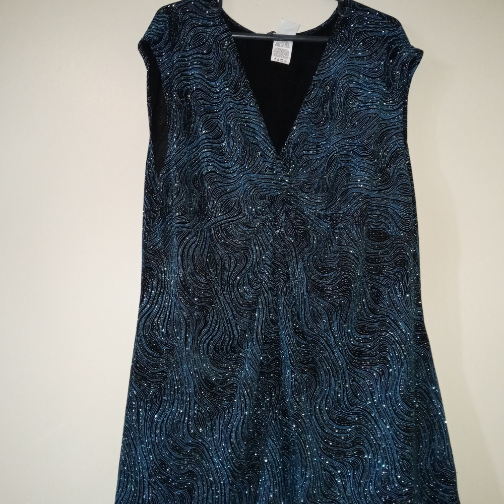 A nice sparkle blue blouse , a party top !